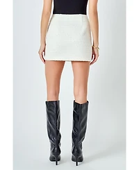 endless rose Women's Mid-Waisted Tweed Mini Skirt