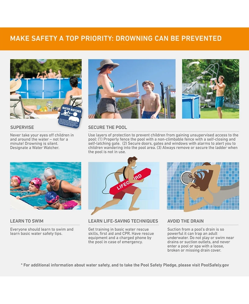 Intex 28205EH 8' X 20" Rust Resistant Durable Steel Metal Frame Swimming Pool
