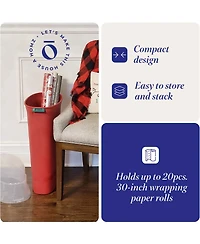 Homz 30-Inch Vertical Gift Wrap Storage Container Box, Red, Clear Lid (2 Pack