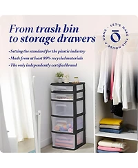 Homz Plastic 5 Drawer Home Storage Container TowerCloset Organizer, Black Frame