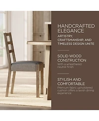 Maven Lane Willow Rustic Dining Chair, Grey with Slate Linen Fabric, Set of 2