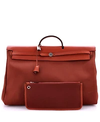 Pre-Owned Hermes 50 Herbag Zip Leather and Toile