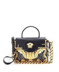 Pre-Owned Versace Medium x Fendi Fendace La Medusa Top Handle Bag Printed Laminated Leather with Leather