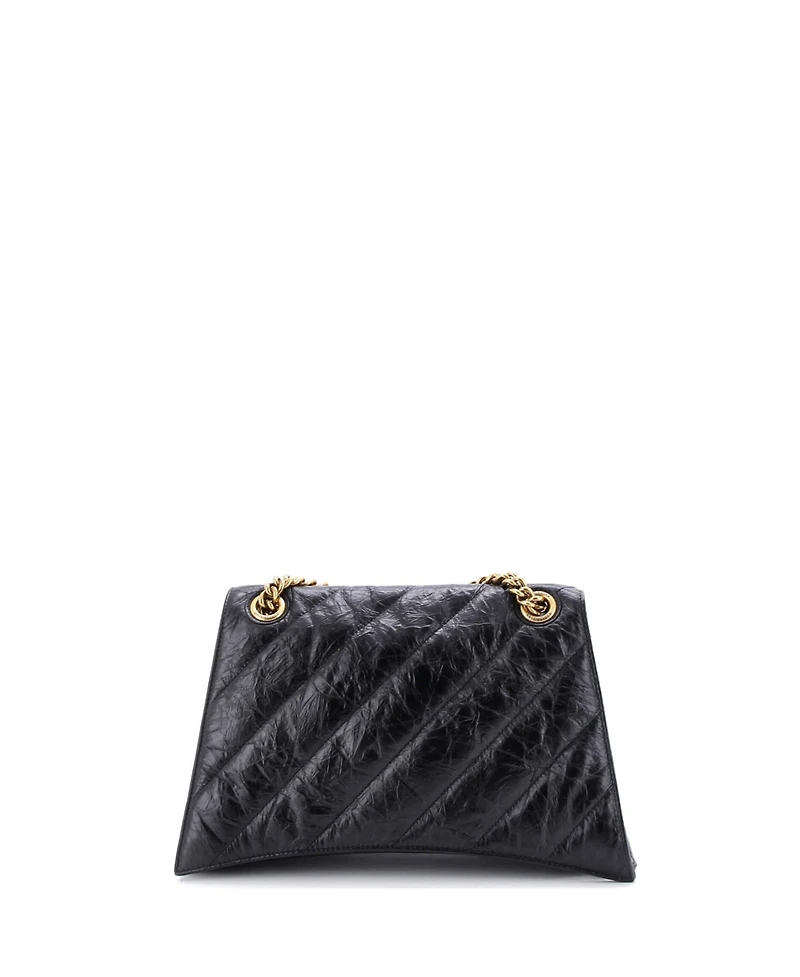 Pre-Owned Balenciaga Crush Chain Flap Bag Quilted Crushed Calfskin