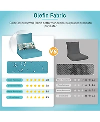 Aoodor 22'' x 24'' Outdoor Deep Seat Chair Cushion Set，Olefin Fabric Slipcover and Sponge Foam (Set of 2 Seats, 2 Backs, 2 Pillows）