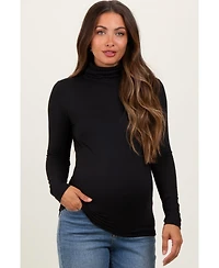 Pinkblush Maternity Black Brushed Knit Basic Turtleneck Top
