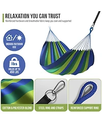 Sorbus Brazilian Double Hammock - Extra-Long Two Person Portable Hammock Bed for Indoor or Outdoor Spaces - Hanging Rope