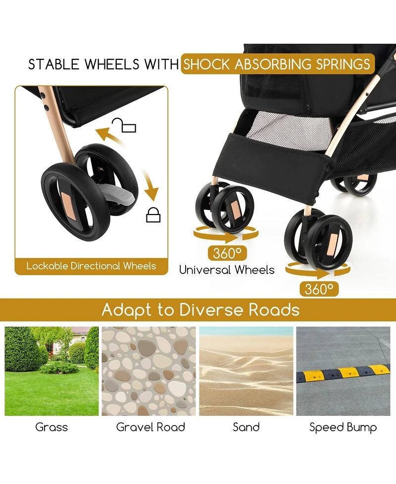 Ecooso 3-In-1 Pet Stroller with Removable Car Seat Carrier