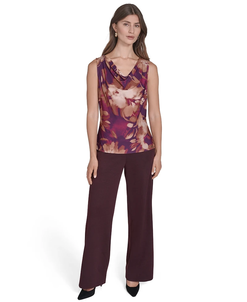 Halston Women's Printed Sleeveless Cowl Neck Top