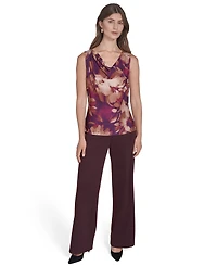 Halston Women's Printed Sleeveless Cowl Neck Top