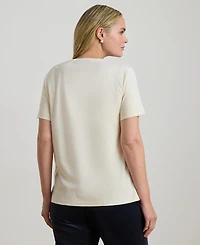 Lauren Ralph Plus Beaded-Crest Cotton Jersey T-Shirt