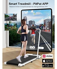 DeerRun 3 in 1 Walking Pad Treadmill, 300 Weight Capacity Foldable Treadmill, 3.0HP Low Noise Under Desk Treadmills for Home Office with Remote & App