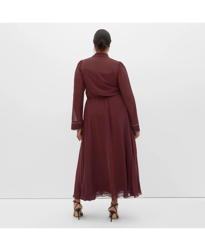 City Chic Women's Kara Stud Tie Neck Maxi Dress