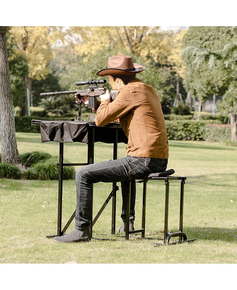 Foldable Shooting Bench with Adjustable Height Table