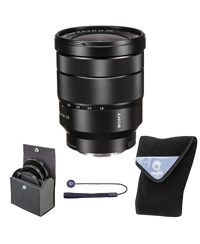 Sony Vario-Tessar T Fe 16-35mm f/4 Za Oss Lens, Black, Bundle with 72mm Digital Essentials Filter Kit and 19x19" Lens Wrap
