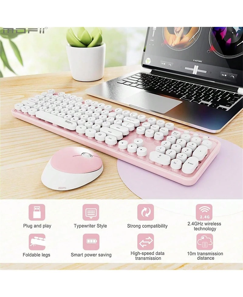 Ergonomic Wireless Keyboard And Mouse Set - 104 Keys Full Size 2.4G Wireless Keyboard Mouse Combo Keycaps Keyboard For Desktop/Laptop