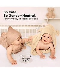 KeaBabies 2pk Snuggle Baby Towels with Hood for Newborn Girls, Boys, Toddlers, Soft & Absorbent Hooded Bath