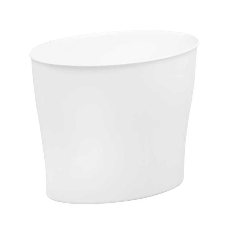 iDesign Small Oval Plastic Bathroom Trash Can - Set of 2 - White - Made in Usa