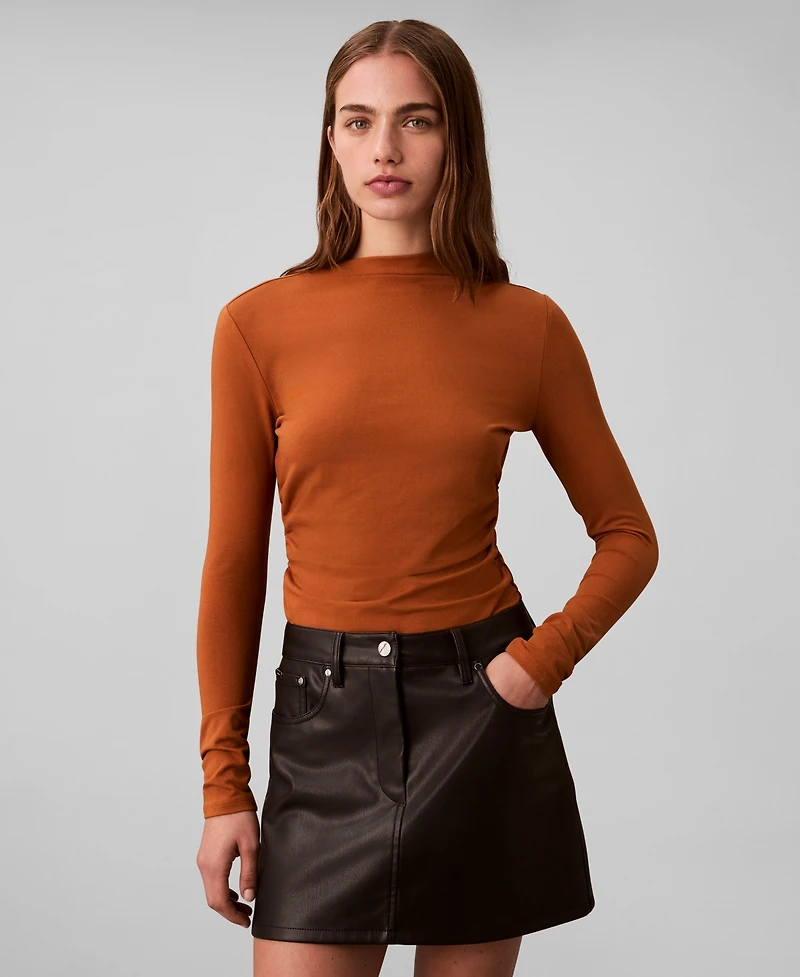 Calvin Klein Women's Slim Long Sleeve Mock Neck Top