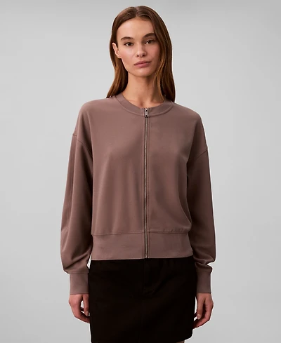 Calvin Klein Women's Crewneck Zip Front Cardigan Jacket