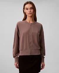 Calvin Klein Women's Crewneck Zip Front Cardigan Jacket