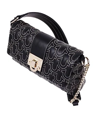 True Religion Horseshoe Quilt Logo Plaque Flap Shoulder Bag
