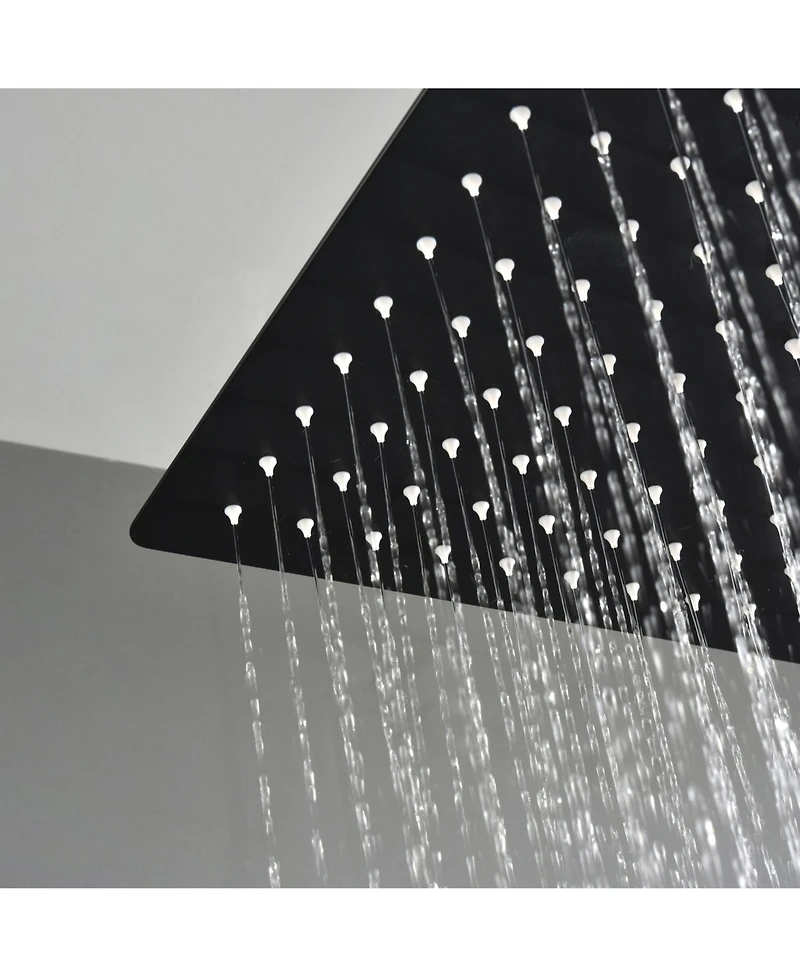 Rainsken 16" Matte Black Shower Head - Luxury Rainfall Showerhead with Self-Cleaning Nozzles, Universal Fit