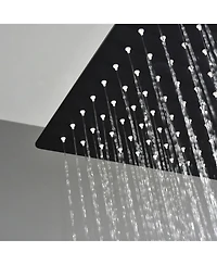 Rainsken 16" Matte Black Shower Head - Luxury Rainfall Showerhead with Self-Cleaning Nozzles, Universal Fit