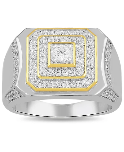 Macy's Men's Diamond Ring (1 ct. t.w.) in Yellow Gold Plated Sterling Silver