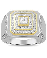Macy's Men's Diamond Ring (1 ct. t.w.) in Yellow Gold Plated Sterling Silver