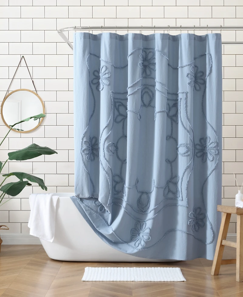 Peri Home Retro Scroll Shower Curtain, 72" x 72"