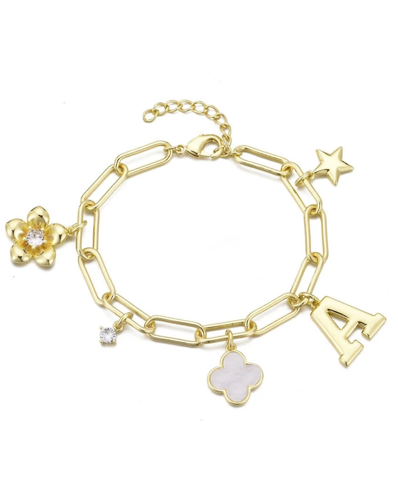 Adornia Gold Initial Chunky Charm Bracelet