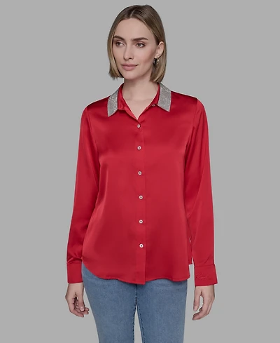 Karl Lagerfeld Paris Women's Collared Neck Shirt