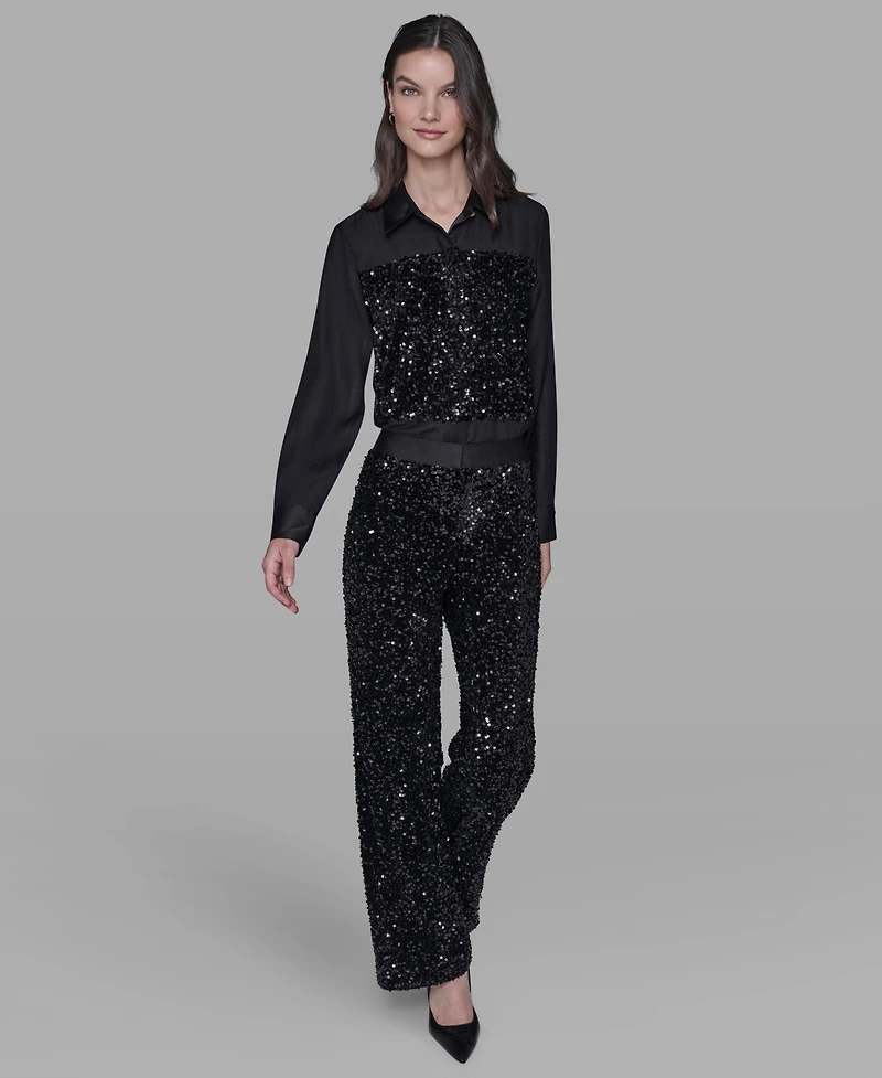 Karl Lagerfeld Paris Women's Sequin Detail Pants