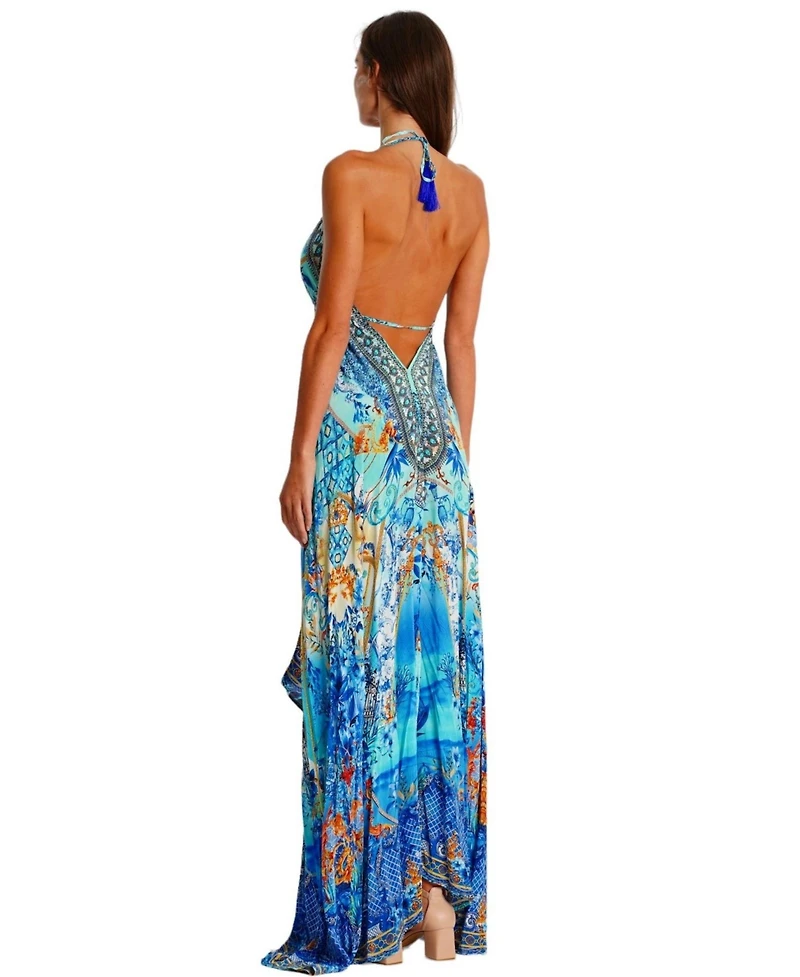 La Moda Clothing Women's Maxi halterneck Dress