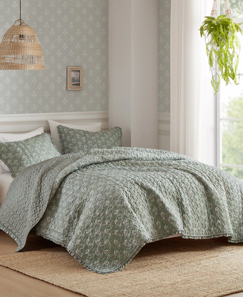 Madison Park Linwood Ruffle Printed 3-Pc. Quilt Set, King/California King