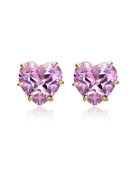 Rachel Glauber Heart-Shaped Colored Cubic Zirconia Stud Earrings