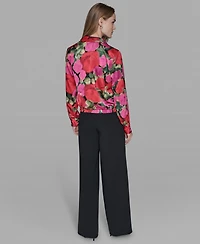 Karl Lagerfeld Paris Women's V-Neck Floral Print Top