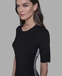 Karl Lagerfeld Paris Women's Mock Neck Logo Trim Dress