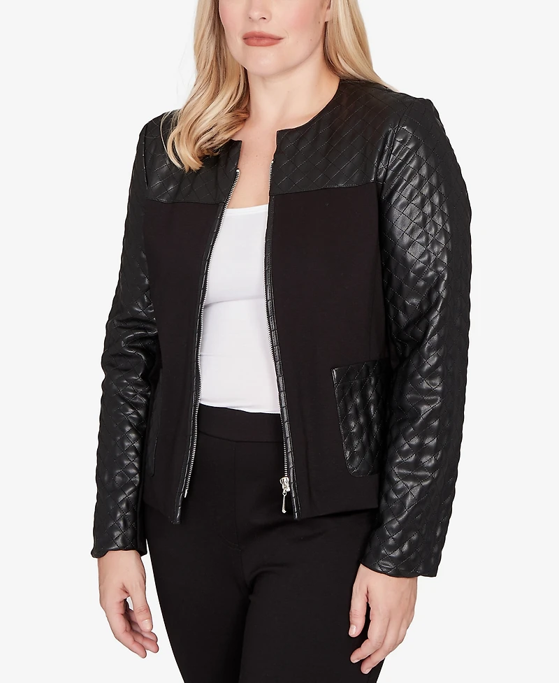 Alfred Dunner Barcelona Zip Front Stretch Ponte Jacket