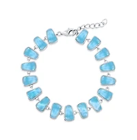 Sterling Silver, Triangle Design Larimar Link Bracelet