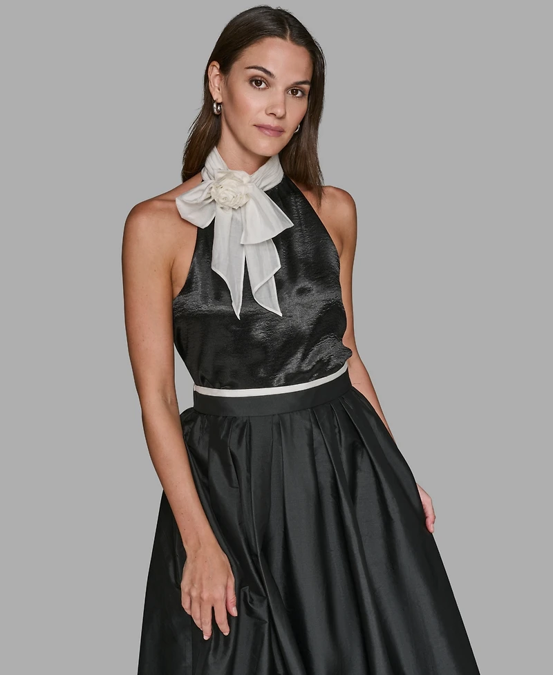 Karl Lagerfeld Paris Women's Halter Bow Neck Top
