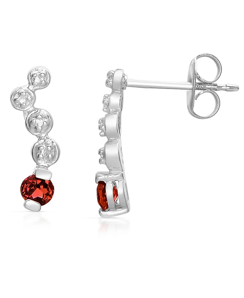 Genevive Sterling Silver White Gold Plated with Genuine Red Cubic Zirconia Dna Earrings