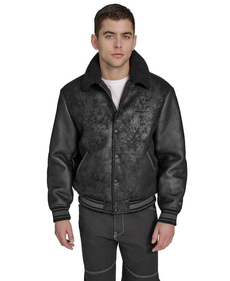 Champion Men's Faux Shearling Varsity Jacket