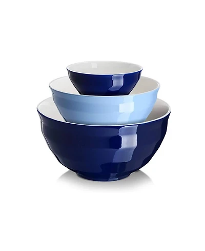 Ceramic Mixing Size 5.3/7.5"/9.2 Large Serving Bowl Set, Sturdy & No Scratch, 3-Pieces Set