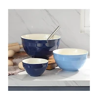 Ceramic Mixing Size 5.3/7.5"/9.2 Large Serving Bowl Set, Sturdy & No Scratch, 3-Pieces Set