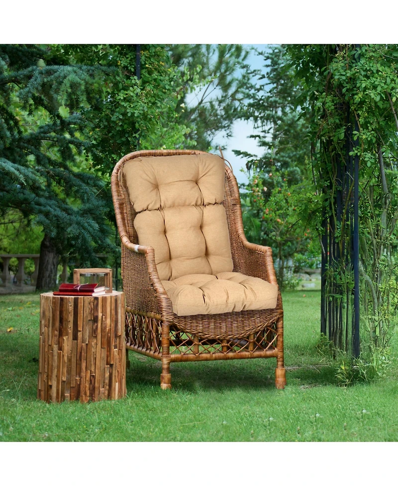 Aoodor Outdoor 45"x 22" x5" Tufted High Back Cushions Patio Replacement Chair Cushion with Ties, Water and Fade Resistant for All Weath