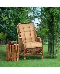 Aoodor Outdoor 45"x 22" x5" Tufted High Back Cushions Patio Replacement Chair Cushion with Ties, Water and Fade Resistant for All Weath