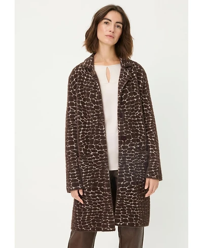 Olsen Women's Longline Modern Animal Feather Coatigan