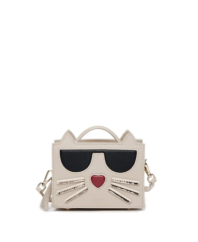 Pebble Leather Cat Crossbody Bag Cute Top Handle Purse Small Shoulder Handbag for Women & Girls with Gold Hardware and Detachable Strap